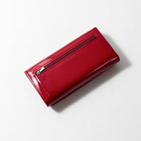 Dompet Wanita Kulit Asli Merah Kapasitas Besar, Dompet Panjang, Clutch, Tempat Kartu, untuk Wanita, Kemasan OPP