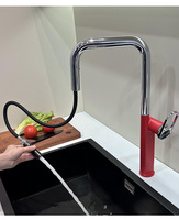 Robinet de cuisine moderne en alliage de zinc chromé or rose, à poignée unique, flexible, à montage sur plan, en céramique, rotation à 360 degrés, pour hôpital