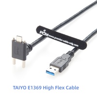 Câble USB3.1 Type-C à angle droit avec verrouillage par vis vers USB-A 10 Gbit/s pour bras robotique, automatisation, caméra industrielle TAIYO E1369 haute flexibilité
