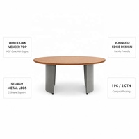 Table à manger de luxe OEM au design contemporain, ronde, en chêne, inspirée de l'Art Déco français, nouvelle arrivée, en panneaux de bois