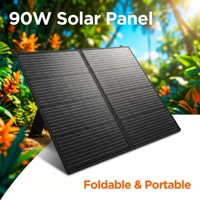 Panneau solaire monocristallin pliable portable 90W, chargeur solaire étanche ETFE pour camping-car, station d'alimentation, recharge de téléphone