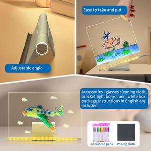 OEM Factory <b>LED</b> Glow Memo Note Board with Pens Square Acrylic Message Board for Kids Warm White <b>Light</b> <b>Plug</b>-<b>In</b> Power for Home Use - Product Image 2
