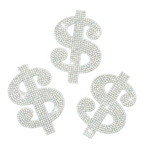 Patchs thermocollants en PVC écologique avec strass brillants, motif dollar 3D, pour vêtements, à faire soi-même - Product Image 1