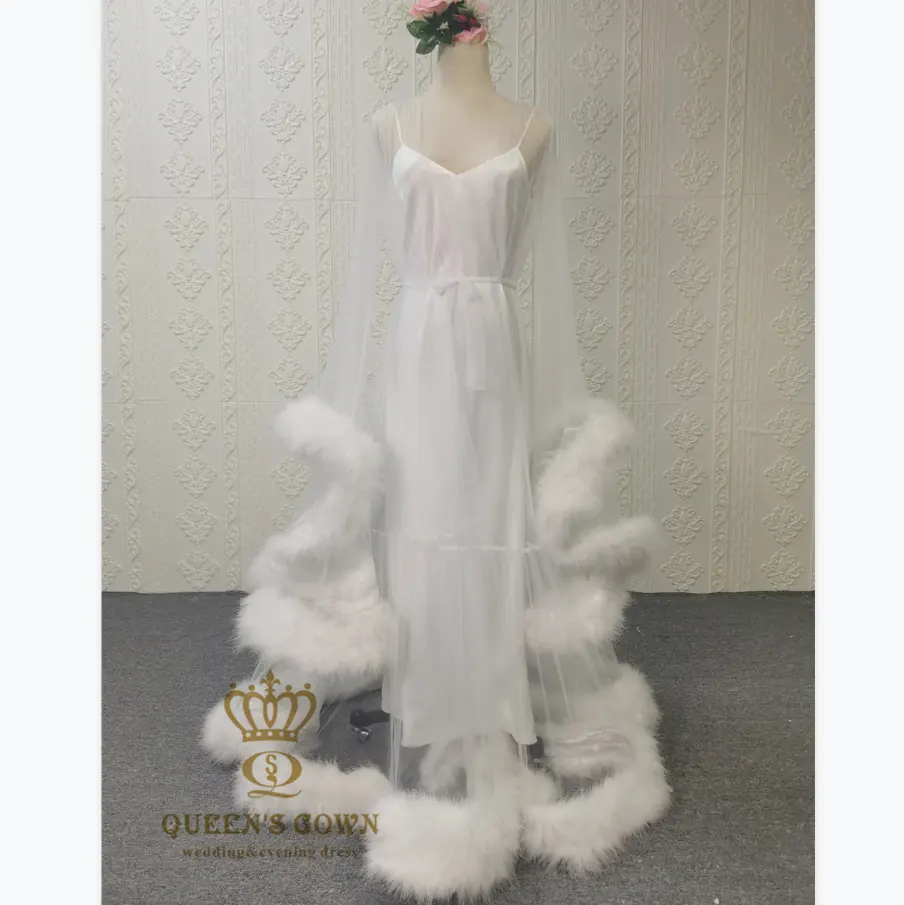 Страусоые преья для свадебных вечеринок с длинными рукавами, ночная рубашка с платье для женщин изготовление размеров под заказ