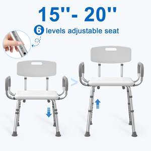 Silla de ducha de aluminio de altura ajustable moderna, Asiento de baño para el cuidado de ancianos, terapia de rehabilitación, equipo de seguridad para el baño - Product Image 3