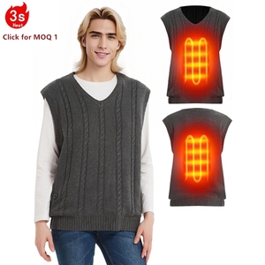 Gilet <span class=keywords><strong>chauffant</strong></span> électrique USB pour homme, col en V, coupe ajustée, décontracté, sans manches, tricot torsadé, <span class=keywords><strong>pull</strong></span> <span class=keywords><strong>chauffant</strong></span> - Product Image 1