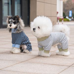 Tuta a Quattro Zampe a Righe per Animali Domestici, Morbido <span class=keywords><strong>Pigiama</strong></span> per Cani e Gatti <span class=keywords><strong>con</strong></span> Bordo a Contrasto per Cani di Piccola Taglia - Product Image 3