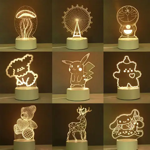 Newish foto personalizzata creativo illusione 3D Anime Lamparas tavolo acrilico scrivania Base LED lampada di natale decorazioni per la camera dei bambini luce notturna