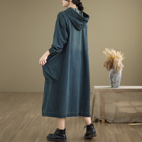 Nouvelle robe décontractée à capuche pour femme, style rétro, coupe ample et amincissante