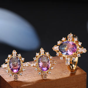 Manufacturer Direct Sale Price Customize Big Cz Stone Jewelry Set Custom Wholesale <strong>Costume</strong> Sets African - Product Image 5