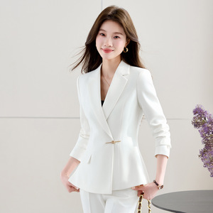 Women's Suit Set Solid Color Polyester Blend Flared Trousers Work Spring Autumn Casual Style - Product Image 3