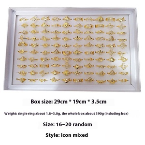 Ingrosso 100 Scatole di Anelli Placcati Oro Lisci, Gioielli Trendy Europei e Americani per Donne, per Bancarelle di Mercato Notturno - Product Image 6