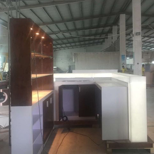 Bancone Bar a L Luminoso Personalizzato di Alta Qualità con Mobiletto Posteriore e Mensola - Product Image 4