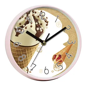 Oem reloj de cosina便宜的塑料冰淇淋厨房小圆形时钟