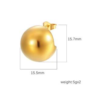 Vente chaude femmes plaqué or en acier inoxydable coquille d'oeuf ovale boucles d'oreilles Style lisse à la mode pour les vêtements de fête - Product Image 2