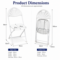 Chaise pliante élégante en plastique avec dossier en coquille, structure en acier carbone, siège portable pliable pour mariage, jardin, terrasse, maison, événement