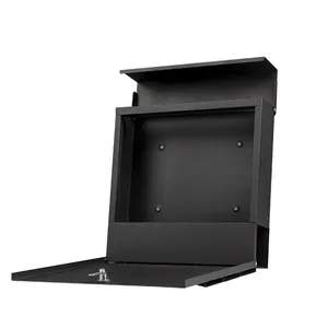 Metal Mailbox Outdoor Modern Black Plated Iron Wall Mounted Locking <strong>Letterbox</strong> With 2pcs Keys Home Decorative Newspaper Holder - Product Image 4