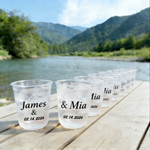 Gobelets jetables en plastique PET/PP transparents de 98 mm de diamètre, 16 oz, pour boissons froides et café glacé, avec couvercles dôme, personnalisables pour concerts et événements. - Product Image 1