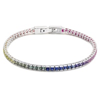 Accessoire de luxe multicolore 925 argent Sterling princesse coupe laboratoire saphir Bracelet bijoux de mode Bracelets de Tennis pour dames