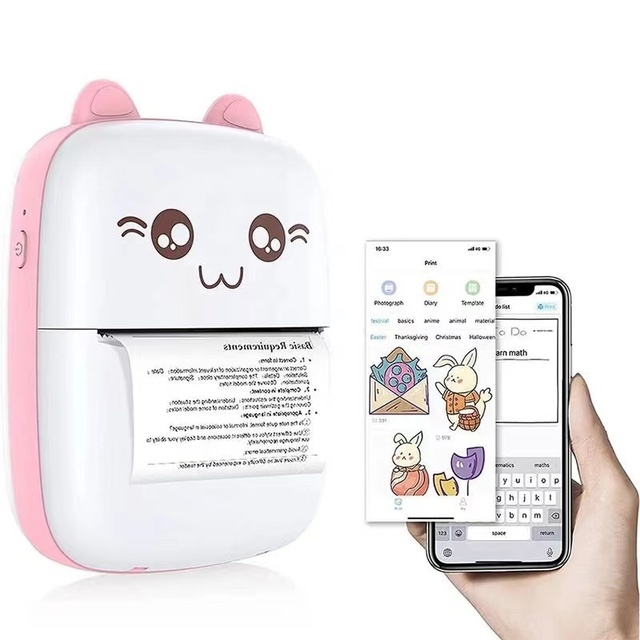 Portable Mini Photo Thermal Printer 58mm for Wireless Android/iOS Rechargeable 1000mAh Battery 203dpi in Stock