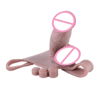 S8043D-PC Skin T-Back Foreskin Penis Pants Soft Hollow Silicone Wearable Realistic Dildo Male Penis Size Enhancement Sleeves 18+