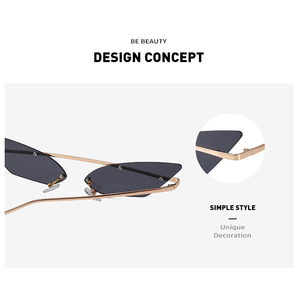 Nuevo diseño de lujo pequeño ojo de gato sin marco personalidad gafas de sol para hombres y mujeres estilo único de moda gafas de sol - Product Image 4