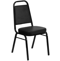 Chaise de banquet empilable en métal à dossier plat, noir royal, pour fêtes, mariages, salle à manger, extérieur, hôtel - Grande Vente