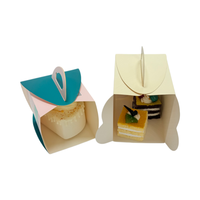 Boîte à dessert en papier jetable personnalisable avec poignée de transport, emballage pour pâtisserie, pain et gâteau au fromage