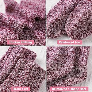 高罗纹厚纯色袜子超柔软徒步旅行厚针织小屋舒适保暖长袜女式羊毛靴袜 - Product Image 5