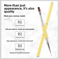 Nouvel ensemble de stylos à double embout blanc et jaune en acrylique pour la décoration des ongles en salon, peinture au gel UV