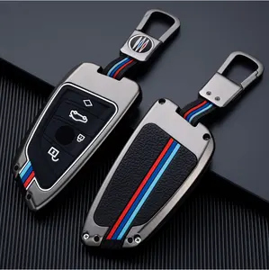 Coque de clé en alliage de zinc Fob housse de protection étui de porte-clés de voiture en métal compatible avec Bmw X1 X3 X5 X6 série 3 série 5 série 7