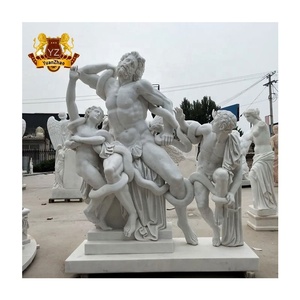 Statue de lutteurs de sculpture de combat d'homme <span class=keywords><strong>nu</strong></span> grec de marbre blanc naturel grandeur nature pour la décoration de jardin - Product Image 6