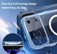 Casing Magnetik TPU+PC Kristal Bening Anti-Kuning Grosir Pabrik untuk 18 17 Pro Max, Tipis, Tahan Banting, Pelindung Kamera
