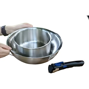 Fabbrica all'ingrosso durevole personalizzabile Tri-strati in acciaio inox Set di pentole con manico staccabile e coperchio in Silicone per cucine - Product Image 5