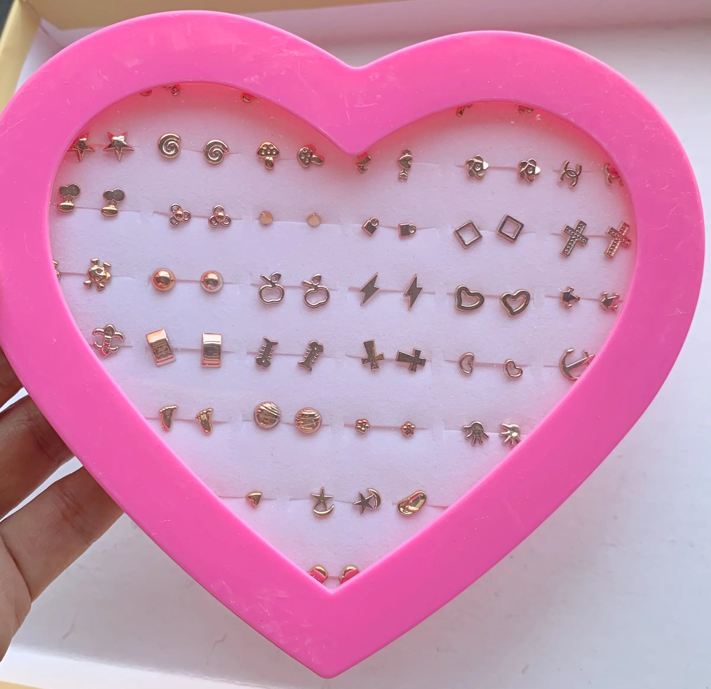 36 Pairs Gold Silver Anti-allergic Plastic Needle Ear Studs Cross Triangle Rose Gold Stud Earrings Gold Plated Earrings