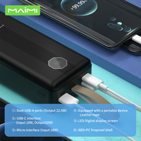 Cargador Portátil de Alta Capacidad de 30000 mAh, 22.5W, Carga Rápida Multiprotocolo, con Cordón, Indicador LED Digital