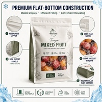 Sacs en plastique refermables personnalisés pour aliments congelés, pochette à fond plat à fermeture éclair haute barrière pour l'emballage de fruits et baies congelés