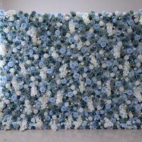 Maßgefertigte Blaue Weiche Blumenwand-Dekoration Einfach zu Montieren 5D 3D Seidenrosen-Panel für Hochzeitszeremonie Events Wandhintergrund