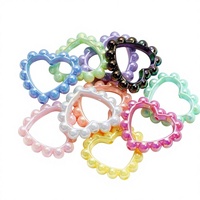 Anneau en acrylique couleur unie plaqué or, motif cœur ajouré, guirlande de fleurs, perles, accessoires DIY pour sangles de téléphone, pendentifs de voiture, porte-clés