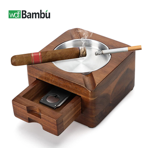 WDF <span class=keywords><strong>Cendrier</strong></span> à cigarettes en bois personnalisé petit tiroir intégré vintage facile à nettoyer <span class=keywords><strong>Cendrier</strong></span> détachable - Product Image 1
