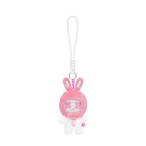 Porte-clés Lapin Timide en Velours Blanc, Mascotte en Peluche avec Accent Rose Lait et Boucle en Corde Tressée Durable - Product Image 2