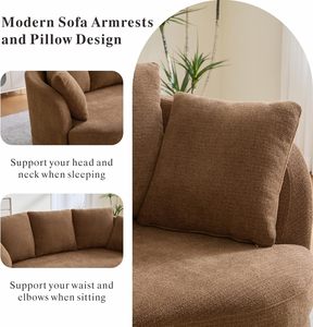 Ghế sofa góc cong rộng 73.82 inch, 3 chỗ ngồi, hiện đại, sang trọng, bọc vải nhung xù, lưng tựa đệm nổi, chỗ ngồi siêu sâu, dành cho phòng khách - Product Image 3