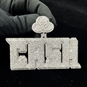 AARVA JEWELS Colgante Unisex de Plata 925 con Moissanita Chapada en Oro de 14K, Diseño de Letra 'Cash', Estilo Hiphop, Engaste en Canal, Corte Brillante - Regalo - Product Image 1