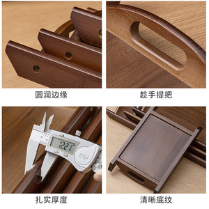 Bandeja Rectangular de Madera de Nogal y Bambú con Doble Asa, Bandeja Portátil para Servir, Uso en Restaurantes, Logotipo Personalizado - Product Image 4