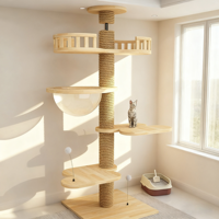 Tour pour chat écologique du sol au plafond en bois et sisal, griffoir et plateforme de saut, grand mobilier