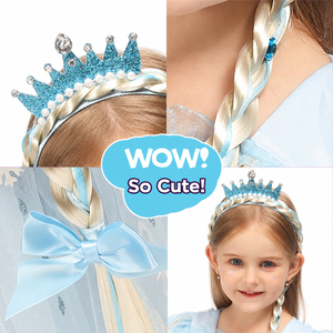 Fascia per <span class=keywords><strong>capelli</strong></span> lunga intrecciata per ragazze con fiocco decorativo a corona, accessorio per <span class=keywords><strong>capelli</strong></span> per costumi cosplay per bambini, stili multipli - Product Image 2