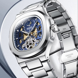 Mark Fairwhale Automatic Movement 6012 New Hollow Moon Phase Display Tourbillon Skeleton Stainless Steel <b>Mechanical</b> <b>Watch</b> - Product Image 2