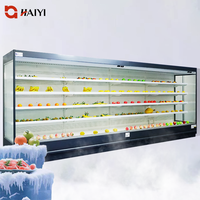 Réfrigérateur commercial vertical à rideau d'air, vitrine ouverte avec étagères réglables pour boissons, fruits et sandwichs