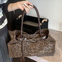 Sac fourre-tout en toile imprimé léopard vintage pour femme, nouvelle collection automne/hiver 2026, sac à main élégant et polyvalent en polyester de luxe