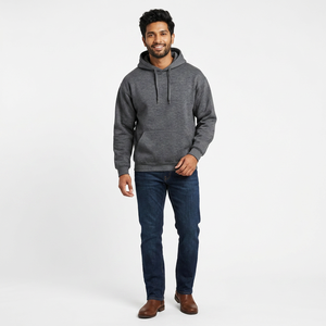 New Men's Hoodies Casual Solid Color Short Sleeve <b>Sweatshirts</b> with Embroidered Technique Hooded Male Outerwear for Winter - Product Image 1
